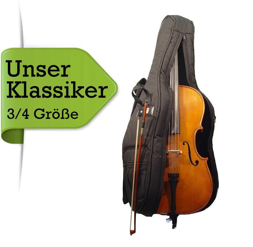 Cello 3/4 mit Zubehör Tasche Bogen Kolophonium