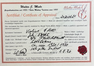 Etwa 100 Jahre alte Geige Zettel Johannes Eberle mieten