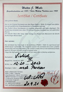 Walter Mahr 2017 Peresson Modell Meistergeige mieten
