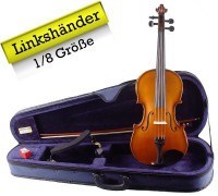 Linkshänder 1/8 Violinset mit Etui Bogen Schulterstütze
