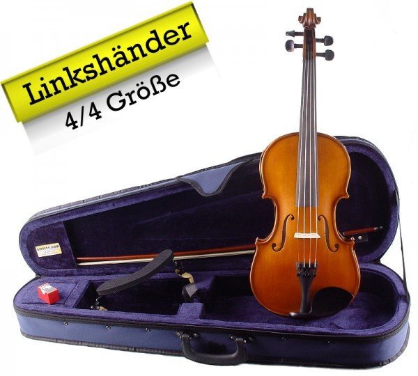 4/4 Geige (Linkshänder) im Set mit Etui Bogen Schulterstütze